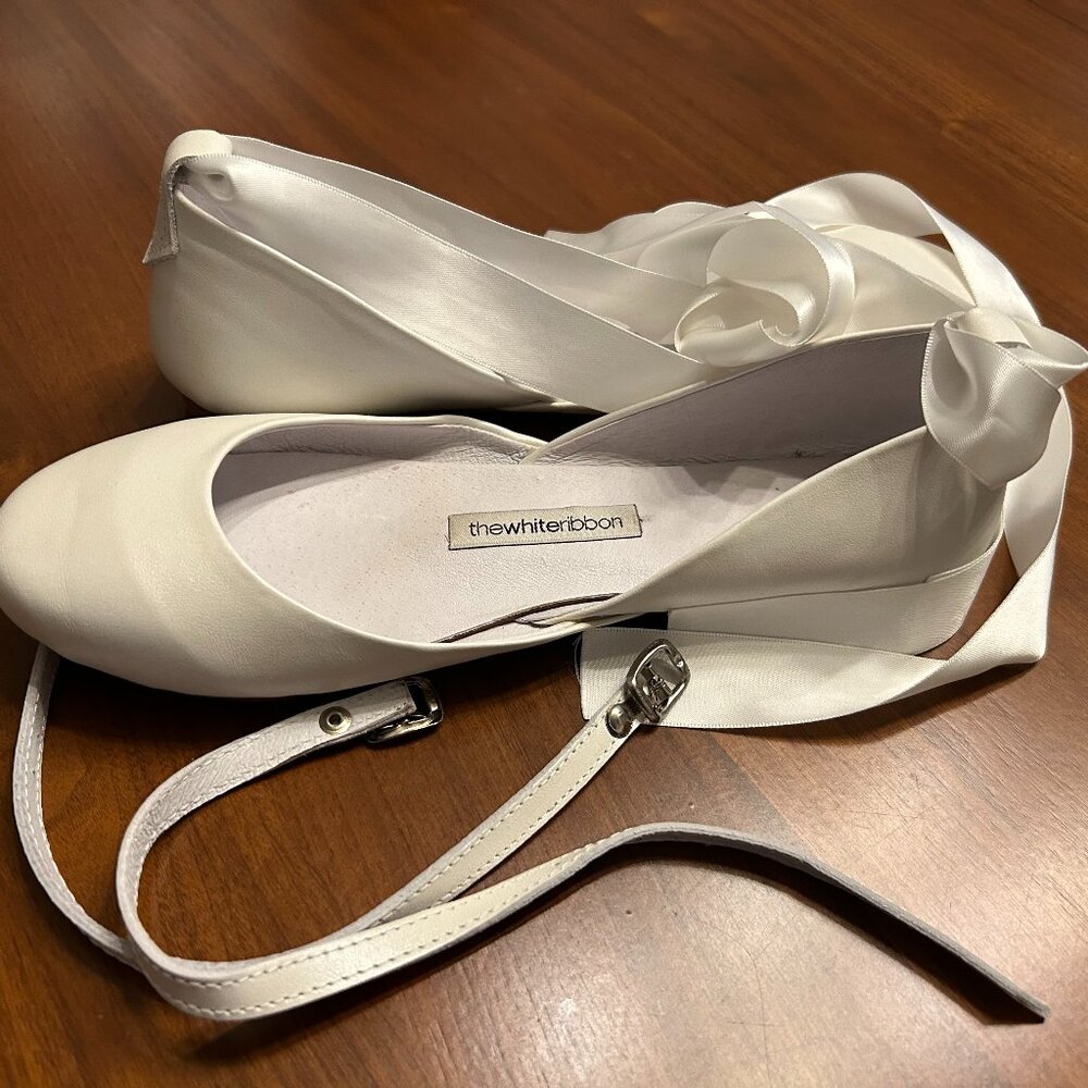 White d'orsay ballet flats from The White Ribbon